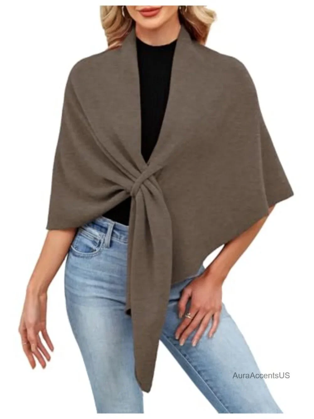 Women's Soft Shawl Wrap Knitted Poncho Sweater Open Front Cardigan